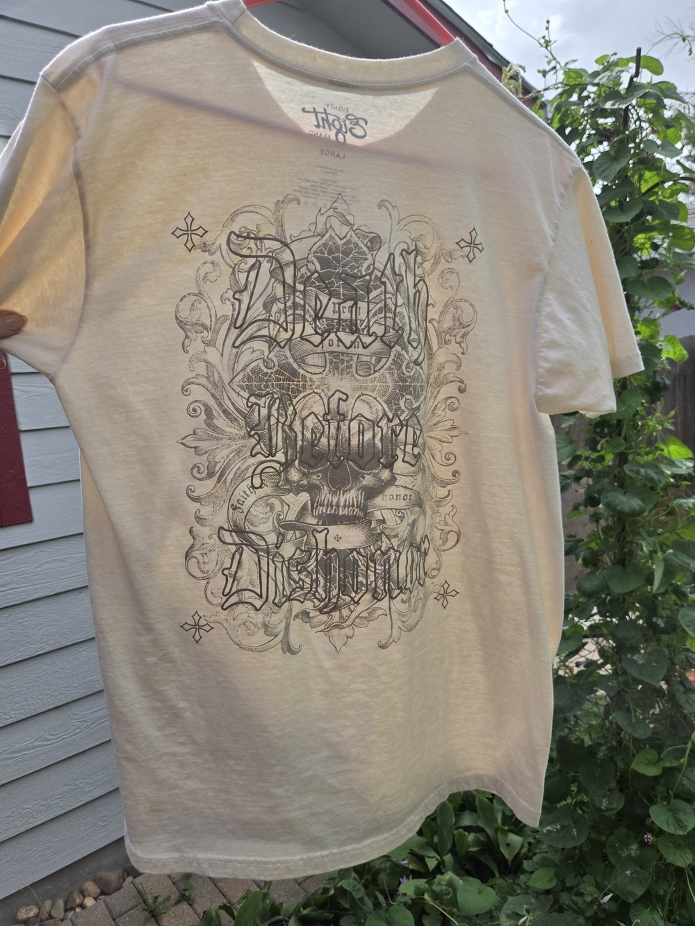 Death Before Dishonor T-shirt skeleton (S) Ornate Black Graphic NEW W/out Tags